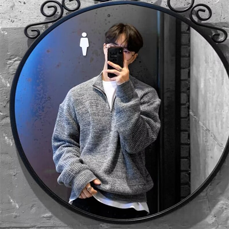 半拉链小高领针织衫男潮牌宽松长袖美式休闲百搭毛衣MY770-P49，男装针织衫/毛衣，星座208-5