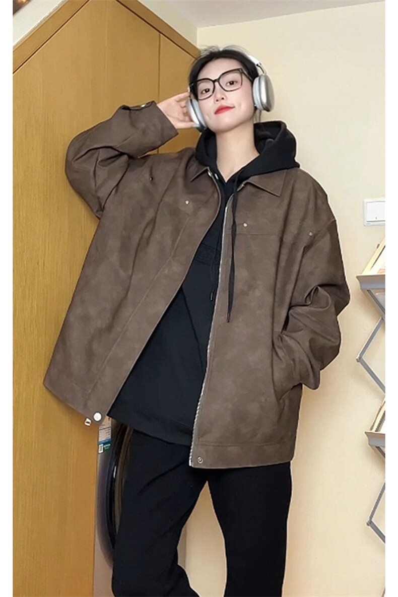 潮流宽松美式复古机车皮衣PU皮夹克外套P7808-P75【特价】,男装夹克,电商A007
