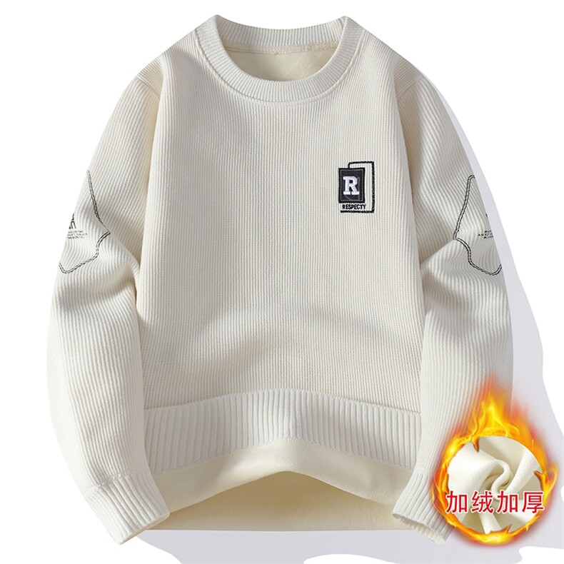 加绒加厚毛衣男秋冬男士休闲圆领一体绒针织衫打底衫-A606-P43，男装针织衫/毛衣，星座310B-3