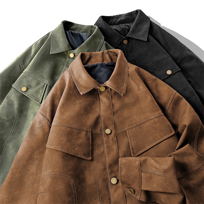 秋季翻领皮衣夹克男宽松青年机车外套潮流款A266-PY009-P100控168，男装夹克，电商A266