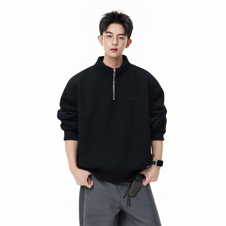 2026春立领拉链刺绣垫肩卫衣GW057特P49-控98，加绒特P54-控108，男装卫衣，星座216(原A116)