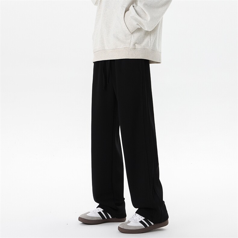 重磅直筒卫裤M~8XL大码褶皱侧条纹裤子休闲运动阔腿长裤KZ1901P50，男装休闲裤，电商B238