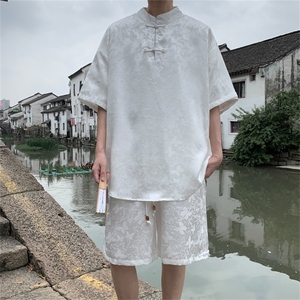 量大优 供视频 新风 蝴蝶提花冰丝短袖短裤套装男 TZ2405-特P60图片