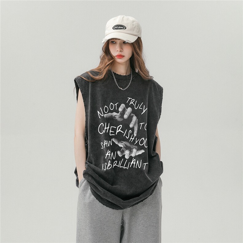 中性风新款夏季时尚百搭宽松背心圆领纯棉短袖T恤DT251P45控68,男装背心/马甲,A247A