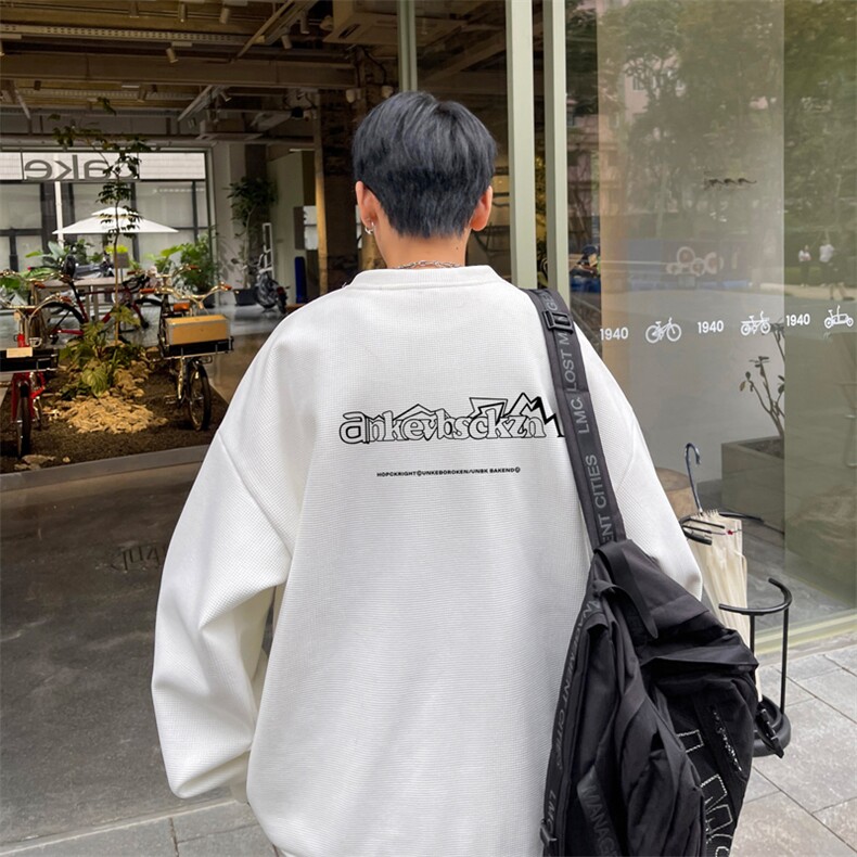 华夫格！华夫格上衣男圆领华夫格卫衣男大码长袖t恤男HY187-P30,男装卫衣,电商B367
