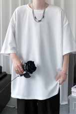 HT73099-P22华夫格t恤男短袖男大码五分袖短句风，男装T恤，电商A040