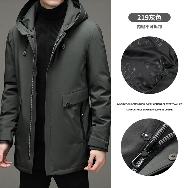 中年休闲纯色羽绒服白鸭绒保暖爸爸装冬季中年外套ZK2019-P305,男装羽绒服,电商B212（原钱塘6029）