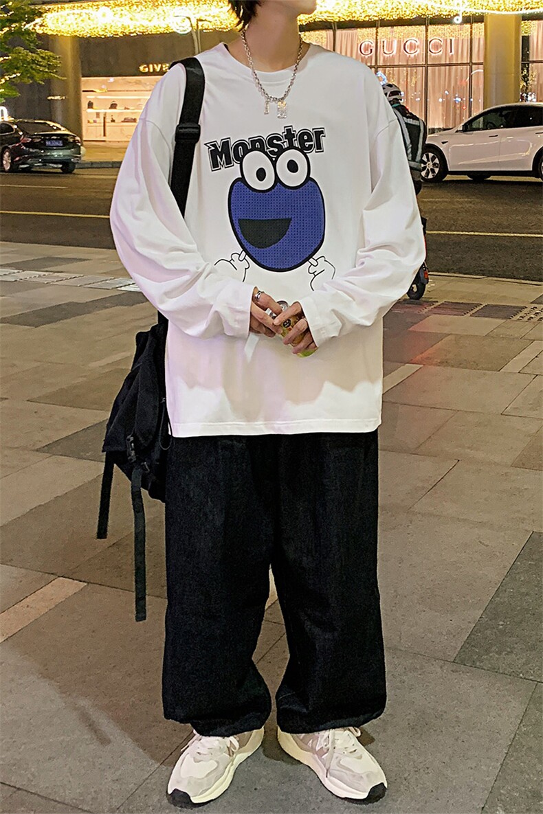 秋季港风潮流宽松长袖t恤打底衫男XZ214-8C003P28,男装T恤,星座1204-3