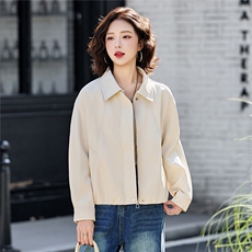 2026春季新款现货韩版气质简约宽松百搭小个子皮衣短款小外套，女装短外套，英标秀（1C119）