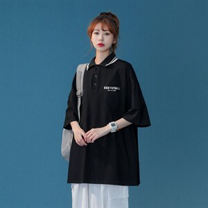 中性夏季潮流全棉宽松ins情侣短袖POLO衫T恤PL53P45控58,程序员格子衫sss级穿搭指南图片