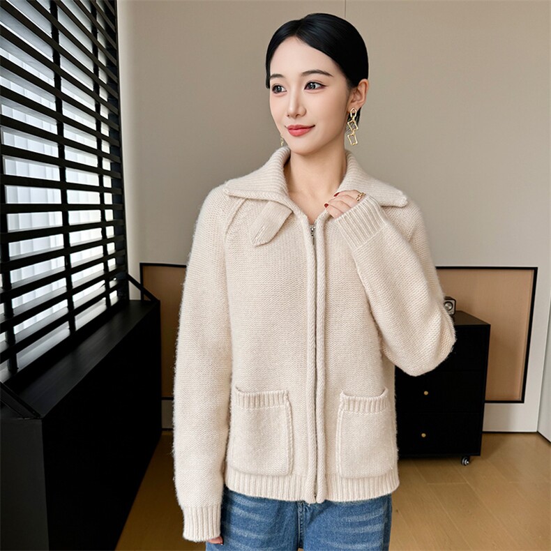 2025年秋季新款百搭女士羊绒外套,女装羊绒衫,米哆哆羊绒