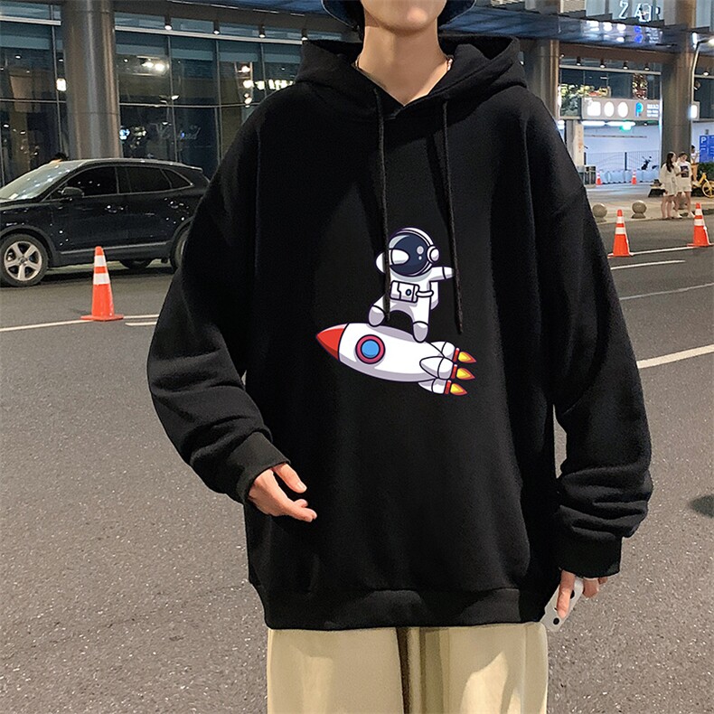 WY2158-P35 加绒款-P40 纯棉连帽卫衣男大码运动帽衫宽松薄外套男图片