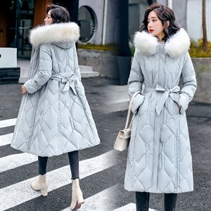 羽绒服女2021冬季新款加厚保暖外套中长款白鸭绒过膝显瘦貉子毛领,女装羽绒服,海爱依仁