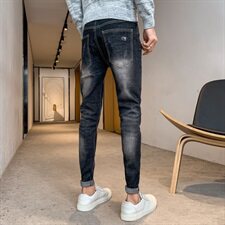 中弹力社会人精神小伙小脚裤韩版秋冬季修身弹性牛仔裤男N/，男装牛仔裤，电商D202