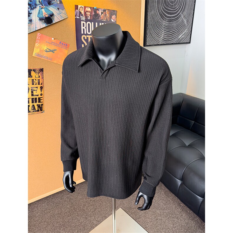 特批P30无差价2025亨利领卫衣男时尚大码纹理感潮流休闲上衣W5045,男装卫衣,电商A001-1