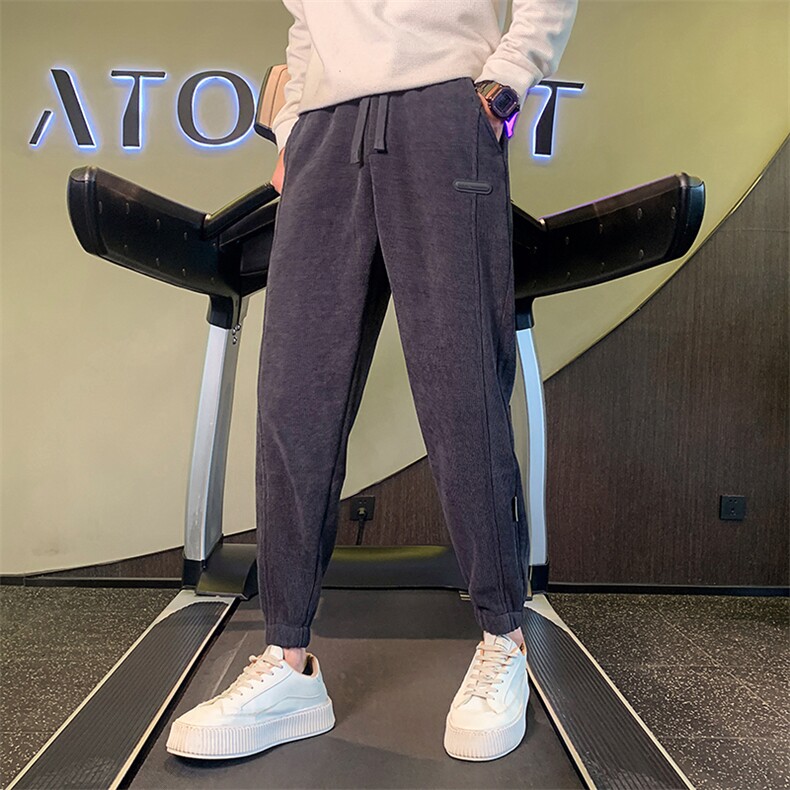 KK99P58控78小伙风束脚裤男潮牌潮流卫裤男士灯芯绒休闲裤黑首,男装休闲裤,星座215（原电商B249）