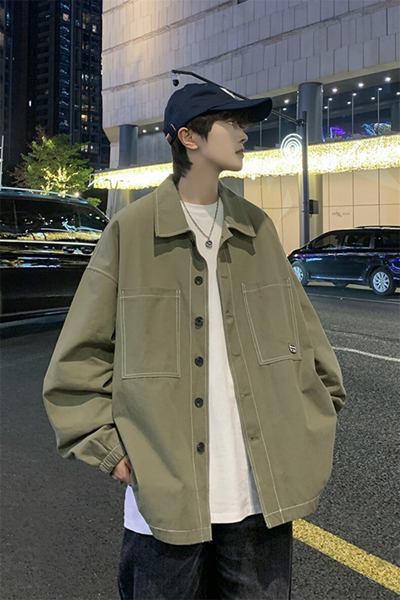 XZ213-JK21-P75控88港风大码日系cityboy高级感翻领工装衬衫夹克,男装夹克,星座213