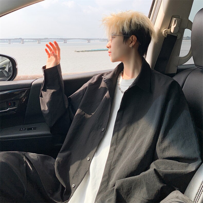 ！2025春季新款男士纯色长袖衬衣简约白衬衫CS06特P35,男装衬衫,电商B220