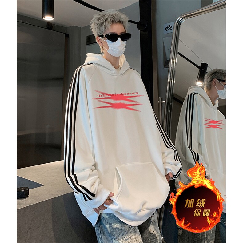 抖音得物供货提供视频秋冬重磅美式宽松织带连帽卫衣0613,男装卫衣,电商A486