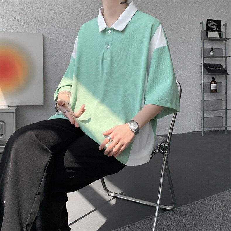 8XL-M拼接撞色短袖t恤男款夏季新款半袖POLO衫加肥加大码DT004P38,男装T恤,电商B312