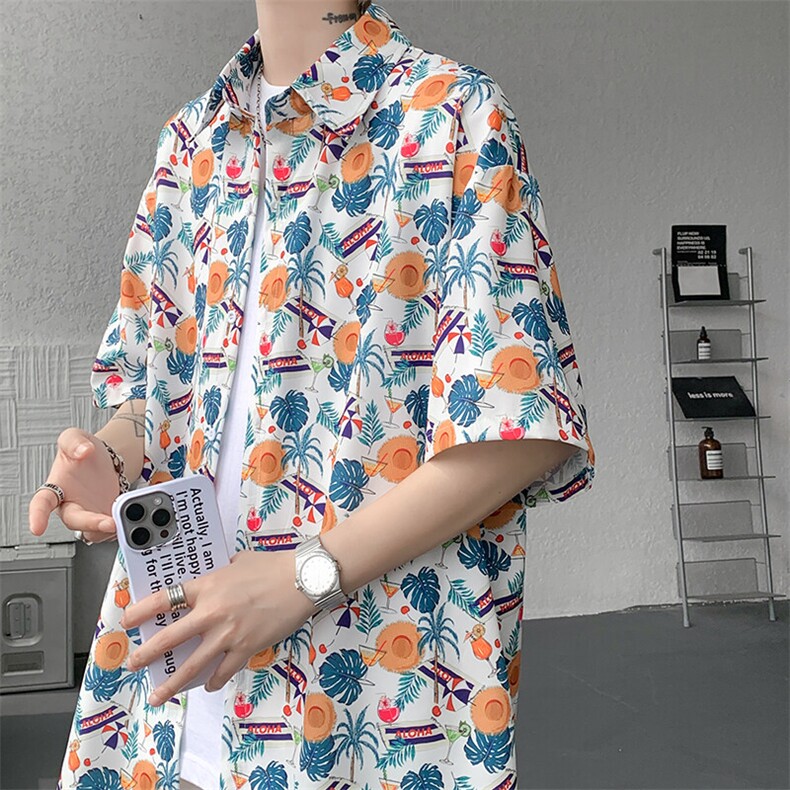 8XL-M花衬衫男短袖夏季薄款冰丝半袖宽松大码休闲外套DC28008P38图片
