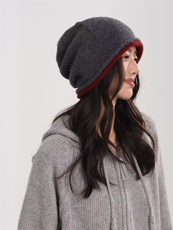 2025年时尚百搭通勤简约双层卷边帽，帽子，胜酷羊绒