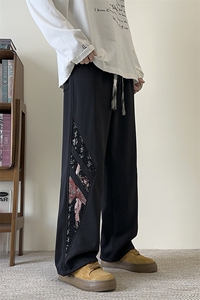 模特-新中式风休闲裤子男春秋款潮阔腿裤 8071-P45图片