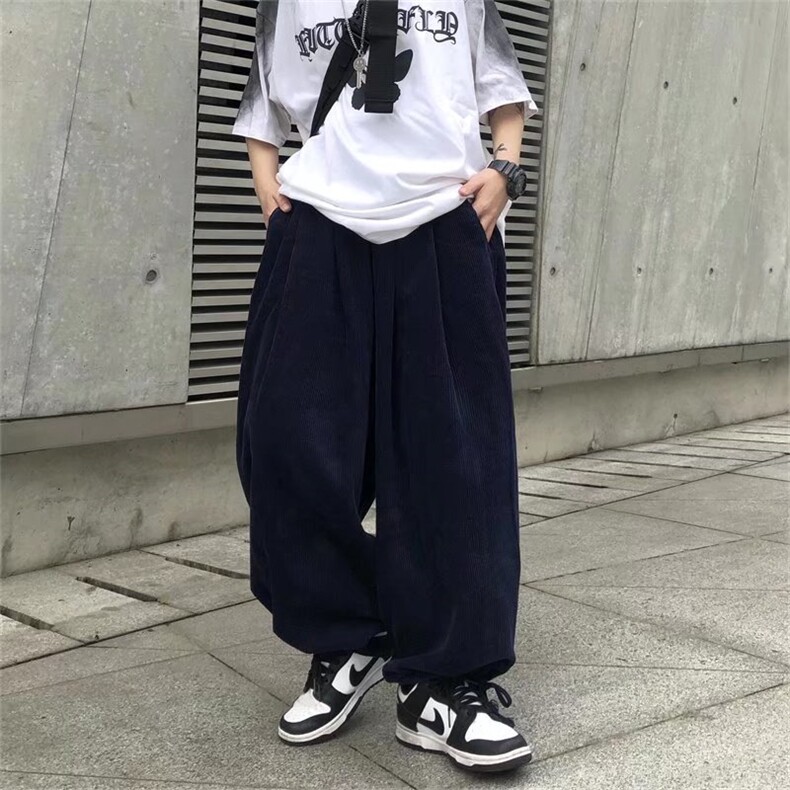 新款复古日系慵懒潮流ins灯芯绒直筒休闲阔腿长裤男女潮牌7054p35图片