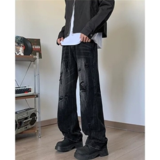 美式复古小众破洞牛仔裤高街百搭痞帅情侣直筒裤KZ44556--TP40，男装牛仔裤，电商A247C