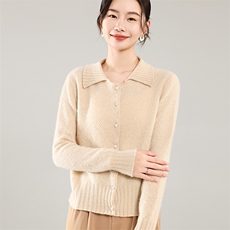 35%羊绒衫秋冬季新款舒适时尚百搭女式宽松长袖羊绒开衫，女装羊绒衫，琳尚羊绒