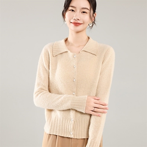 35%羊绒衫秋冬季新款舒适时尚百搭女式宽松长袖羊绒开衫图片