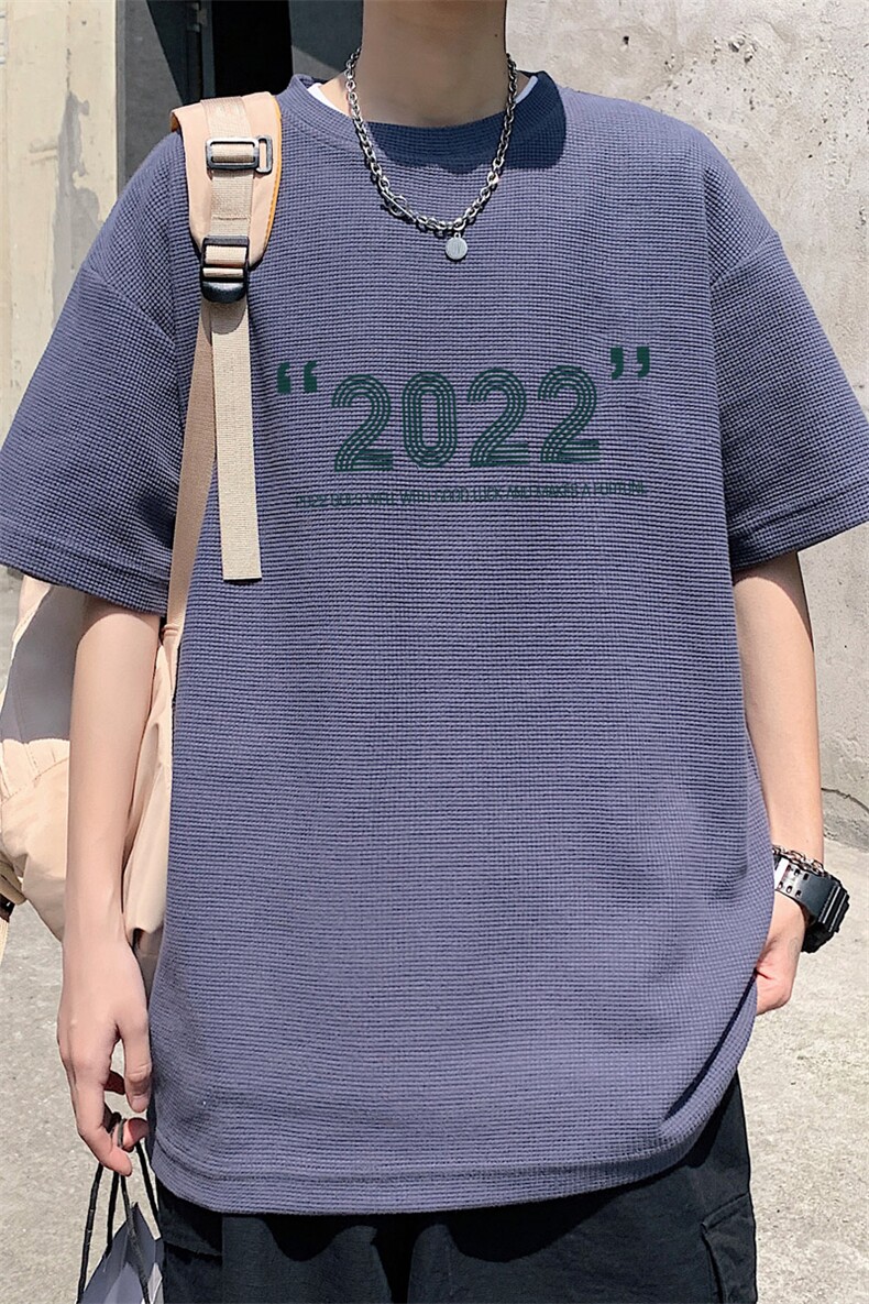 ！2023夏季男士华夫格短袖T恤潮流情侣半袖TXH211P25,男装T恤,电商B220