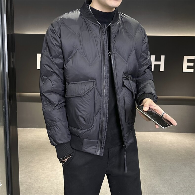 店主风冬季新款棒球领白鸭绒休闲高级感羽绒服外套男YR58153-P155,男装羽绒服,电商A413