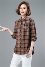 长袖格子衬衫女2024春秋装新款韩版宽松叠穿衬衣女打底衫上衣外套，女装衬衫，小林双子