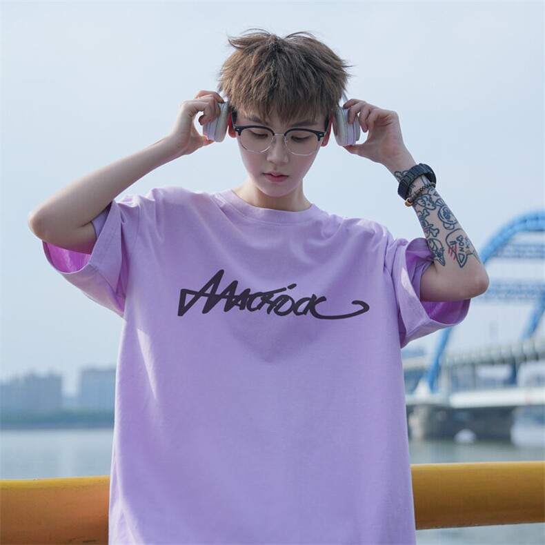 图案已注册夏季重磅百搭短袖T恤男潮情侣宽松半袖体恤衫D138/P25，男装T恤，电商B209