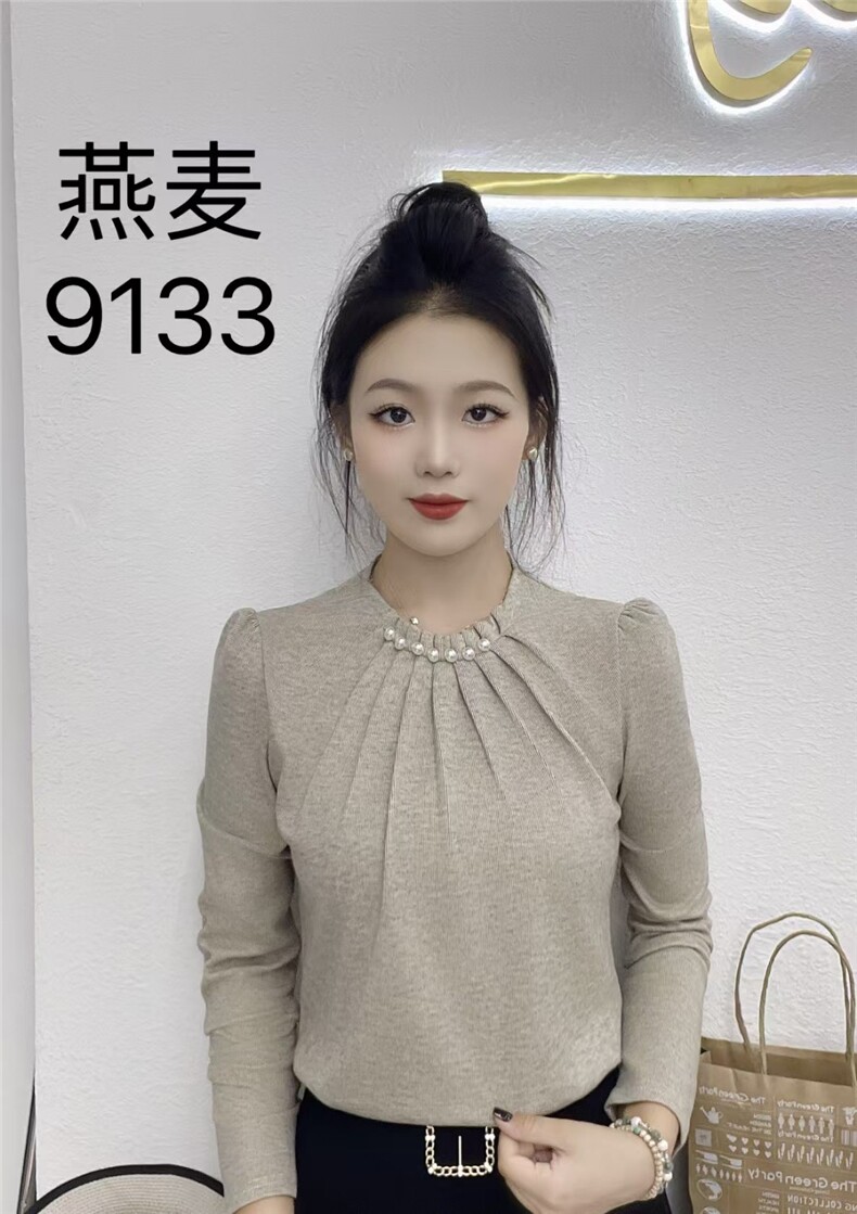 2024年秋季纯色百搭打底衫宽松小衫女,女装衬衫,思沃羊绒