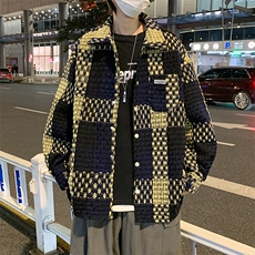 秋新款潮牌千鸟格夹克小香风外套男春高级感痞帅外套W4891-P64，男装夹克，星座512-2