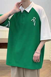 夏上新青少年宽松休闲半袖T恤刺绣翻领Polo衫男女 625-P35控价58图片