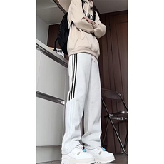 藏青色三条杠青少年卫裤男款秋冬美式加长高个子初高中生运动裤子，男装休闲裤，星座506A