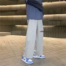 韩版宽松春季港风破洞阔腿裤休闲裤男士ins直筒九分裤K1347-P30，男装休闲裤，星座512-2