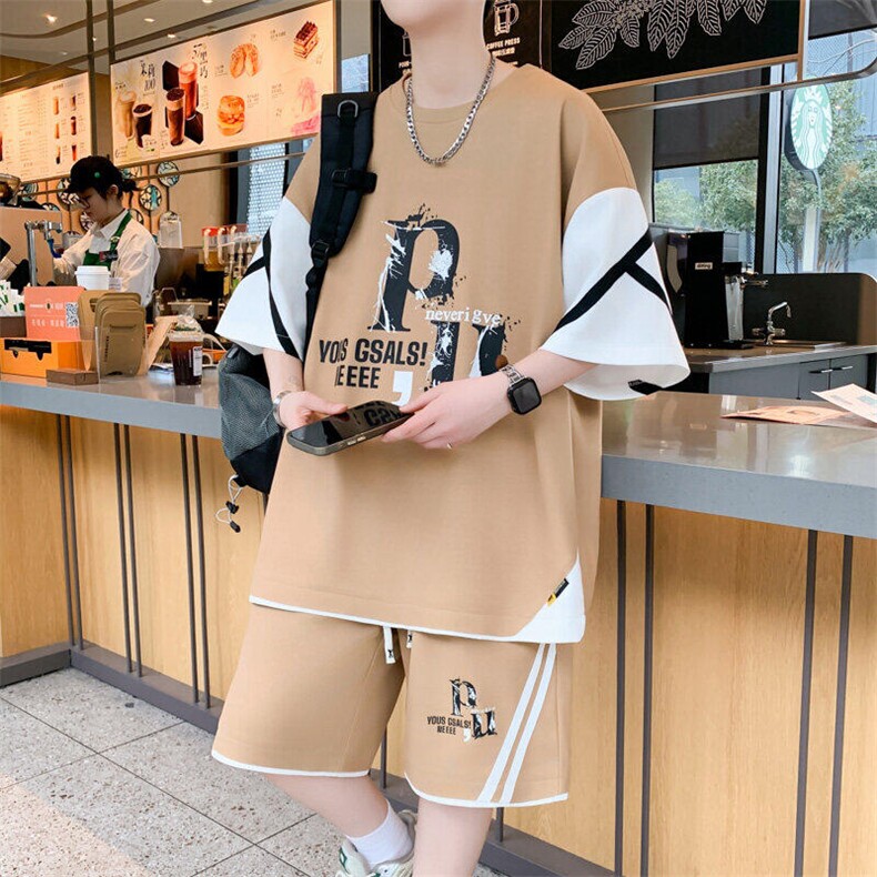 2025夏季青少年短袖套装男宽松大码学生套装男,男装休闲套装,星座1206（原A206）