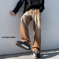古着vintage牛仔长裤男小众设计痞帅高街ins潮牌阔腿裤NK313-P48，男装牛仔裤，星座1008