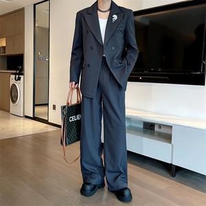 权志龙GD同款双排扣西装休闲西服西裤套装男潮TZ331上衣135裤子70图片