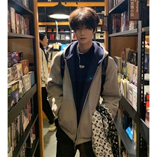 抖音得物高品质二开26春装美式重磅宽松结构双面连帽卫衣外套W68，女装短外套，电商A486-1