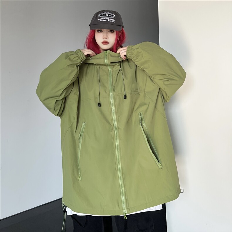 美式冲锋衣外套男女连帽防风机能夹克insW993P80图片