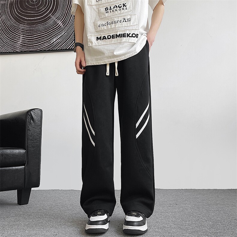美式阔腿卫裤男高街条纹宽松直筒休闲裤潮牌百搭运动裤，男装卫裤，星座1008-2