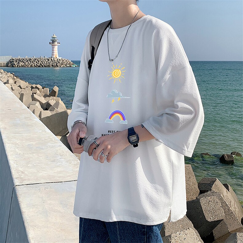 Q11141-P30春夏季七分袖t恤男大码五分袖男短袖中袖,男装T恤,电商A040