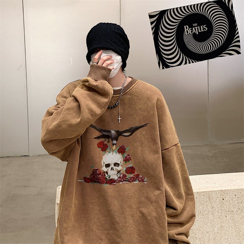 22新款秋复古美式水洗做旧宽松男女中性卫衣301B-JB7901-P58,男装卫衣,星座301B