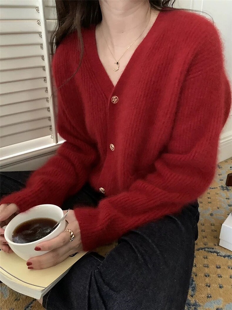 秋冬新款女V领外搭纯色韩版毛衣外套显瘦羊毛开衫,女装羊毛衫,思途羊绒