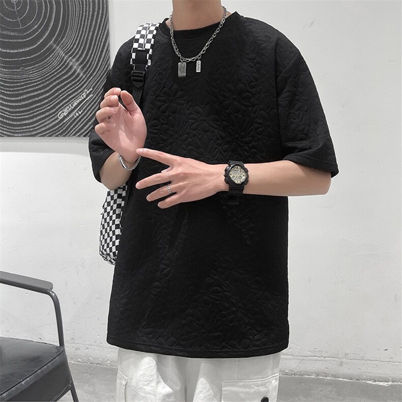 2022  夏季新款压花休闲宽松男短袖 A161-TH04-P35图片